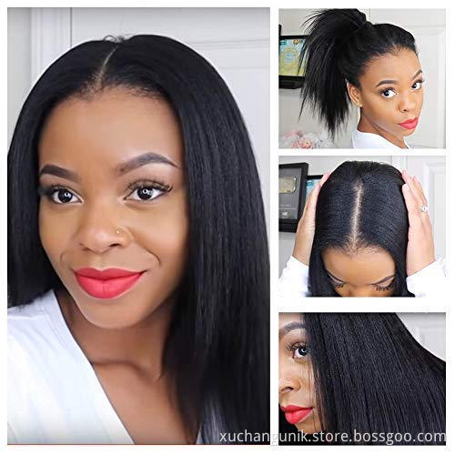 Uniky Kinky Straight Lace Front Wig Unprocessed Raw Remy 13x4 13*6 Lace Frontal Wig